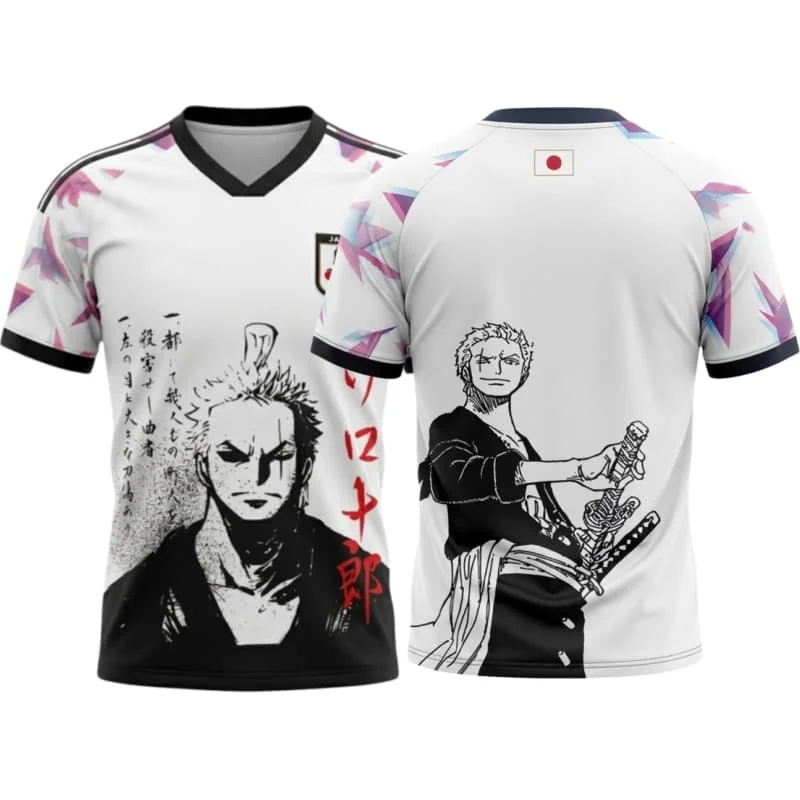 2026 Neues One Piece Zoro Themen-Trikot, Japanisches Anime-T-Shirt, Atmungsaktiv, Kurzarm, Unisex, für Erwachsene/Kinder, Familien-Set – Detail 4