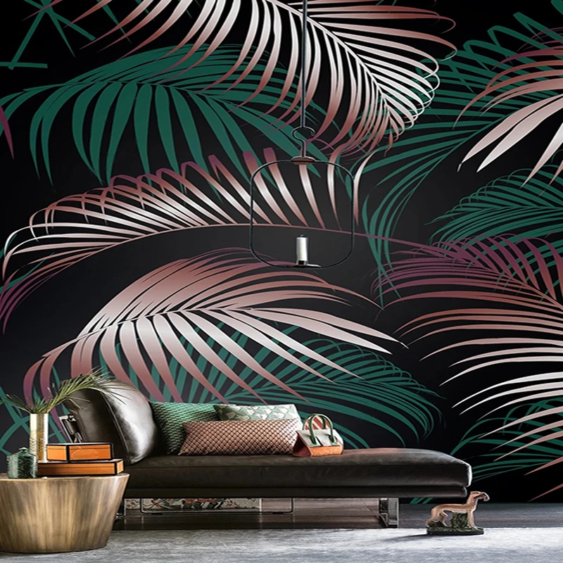 

Custom Mural Wallpaper Modern Hand Painted Tropical Plants Leaf Wall Paper Living Room Dining Room Home Decor 3D Art Wall Papers