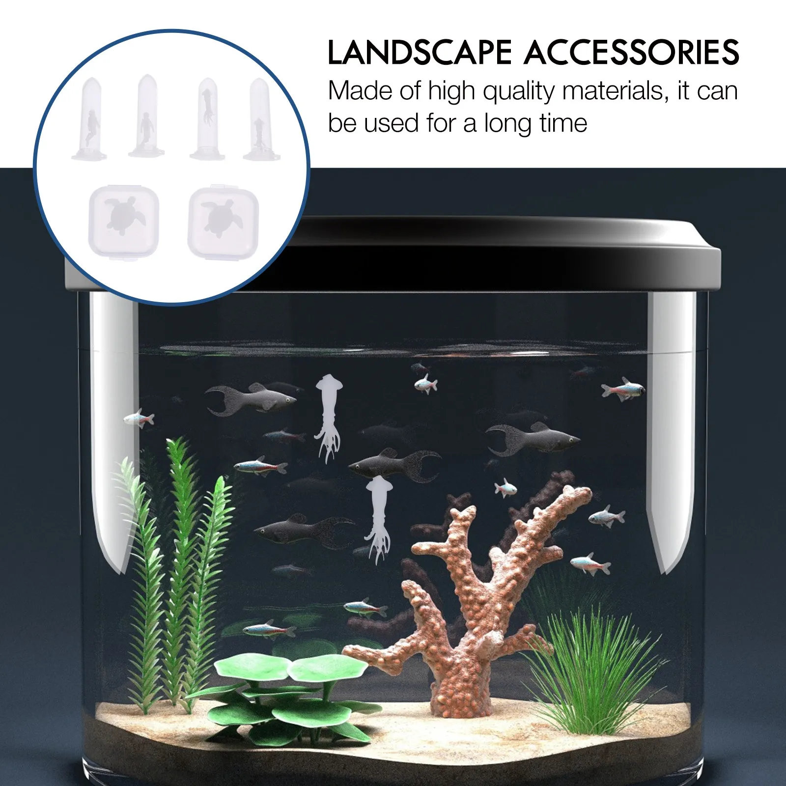 6Pcs 3D Micro Landscape Ornaments Ocean Turtle Diver Squid Small Handmade Miniature DIY Decoration Resin Craft Gift