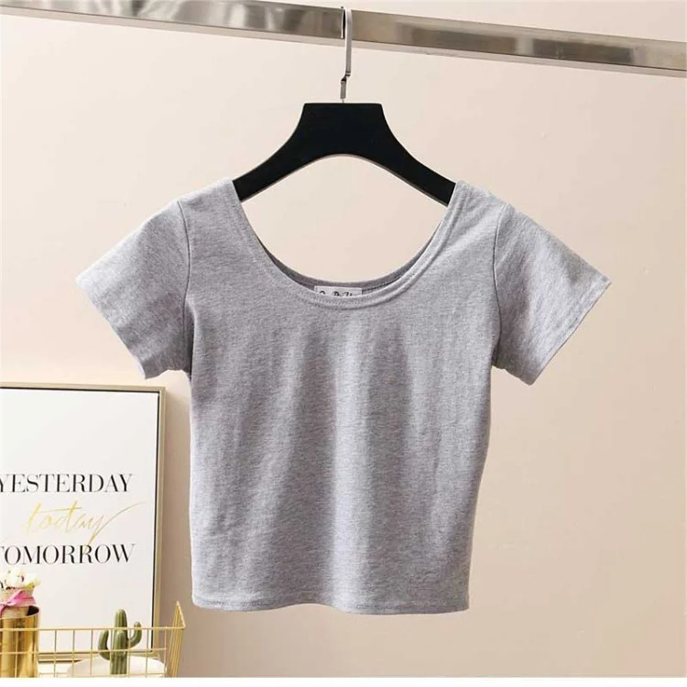 2024 Summer New Hotweet Casual Crop Top Women Fashion Trend O-Neck Short Sleeve T-Shirt  All-Match Slim Fit Basic Top Multicolor