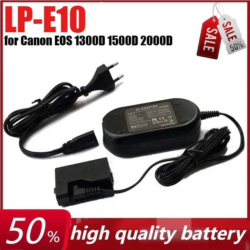 

LP-E10 Dummy Battery ACK-E10 AC Adapter for Canon EOS Rebel T3 T6Kiss X70, EOS 1300D 1500D 2000D 1100D 1200D DR-E10 DC Coupler