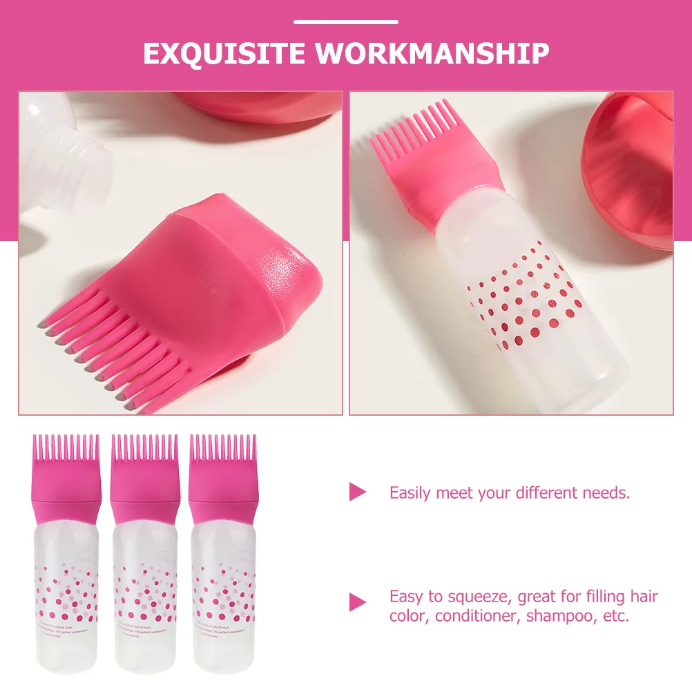 

3 шт., бутылки-аппликаторы с корневой расческой, удобный инструмент для нанесения краски для волос, инструмент для окраски волос для домашнего салона