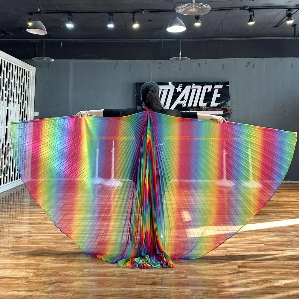 

360° Color Isis Wings Iridescent Stage Performance Props Oriental Dance Egyptian Wings Belly Dance Accessories For Adult