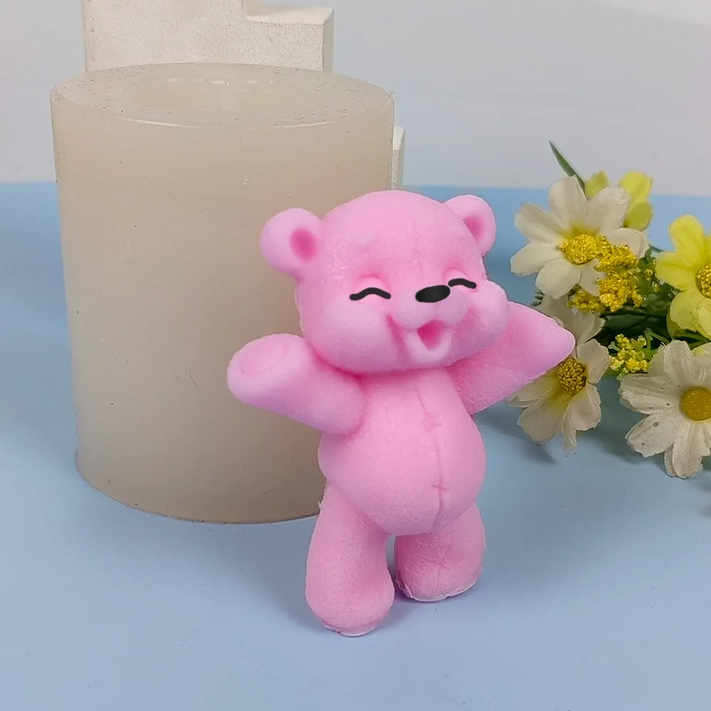 3D Animals Mold Cute Smiling Bear Moulds Silicone Candle Soap Molds Open Hands Bears Wedding Birthday DW0757