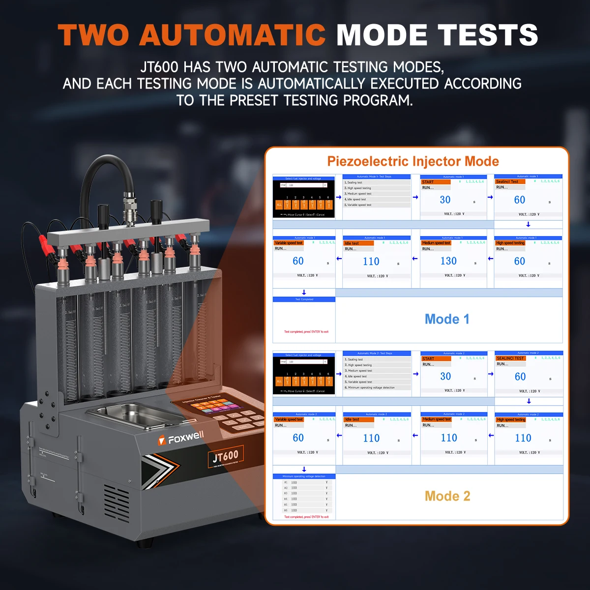 2025 FOXWELL JT600 GDI بيزو حاقن الوقود الأنظف 6-اسطوانة EFI FEI الأنظف اختبار المقاومة بالموجات فوق الصوتية اختبار التنظيف للسيارة #3