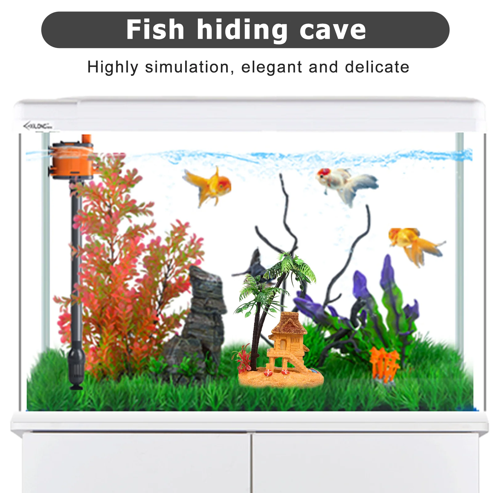 

Coconut Tree Aquarium Decoration Lifelike Resin Fish Shelter with Realistic Texture Ideal for Tank Landscaping and Fish