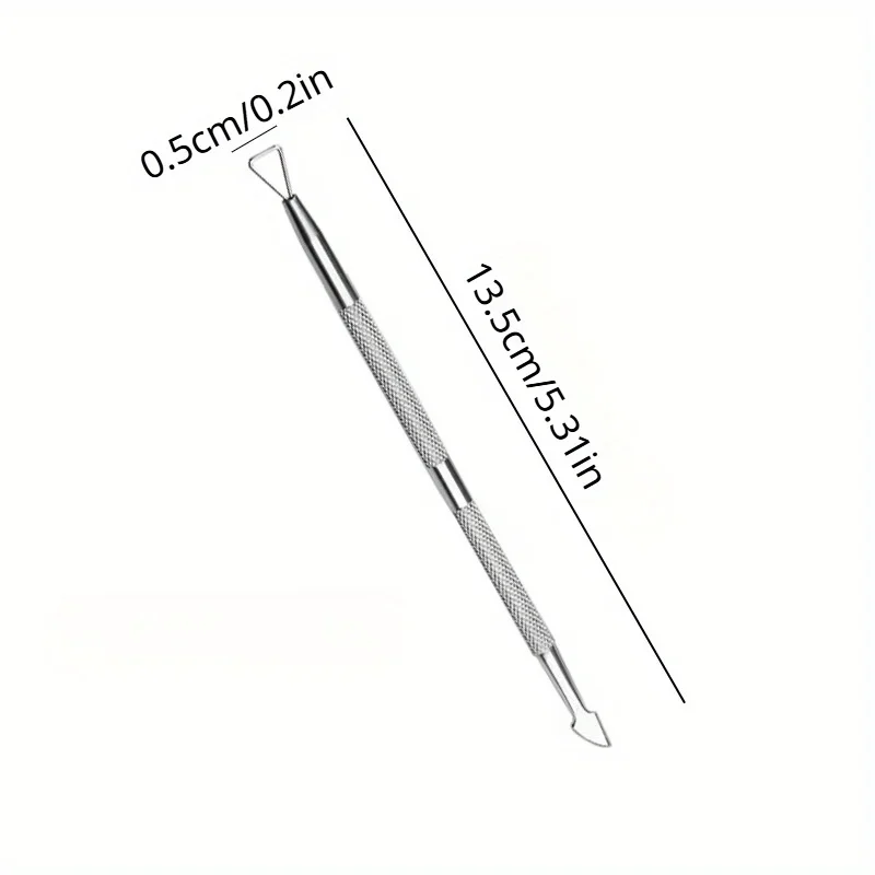 الفولاذ المقاوم للصدأ مسواك الأظافر مزدوج الرأس ثنائي الغرض مسمار يدفع المهنية صالون الأشعة فوق البنفسجية هلام مزيل طلاء الأظافر أدوات الرسم #5