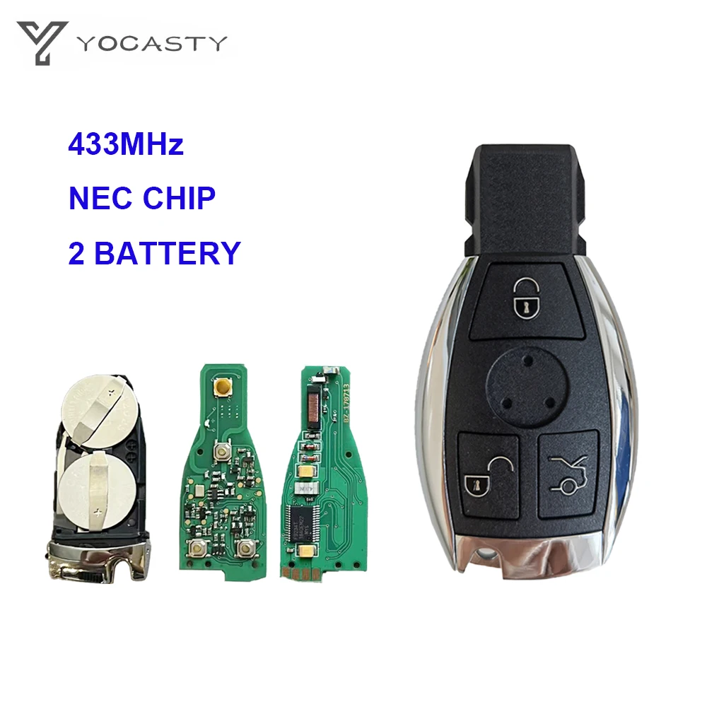 YOCASTY 2 Battery 433MHz/315MHz NEC Chip Remote Key For Mercedes Benz For A B C E S Class W203 W204 W205 W210 W211 W212 W221