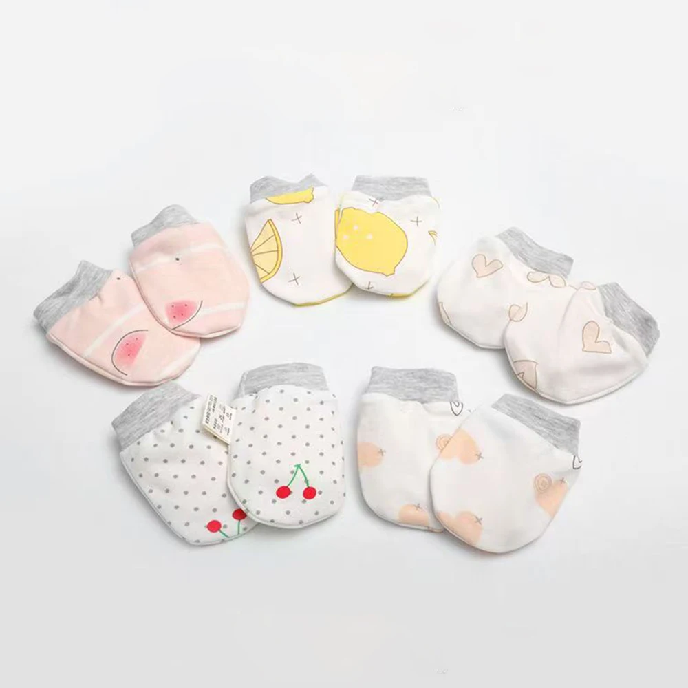 

5 Pairs Newborn Baby Mittens No Scratch Cotton Soft Baby Gloves For Boys Girls 0-6 Months