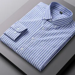 Camisa Oxford de manga larga para hombre, ropa Formal de negocios, 100% algodón, suave y transpirable, alta calidad, informal, a la moda