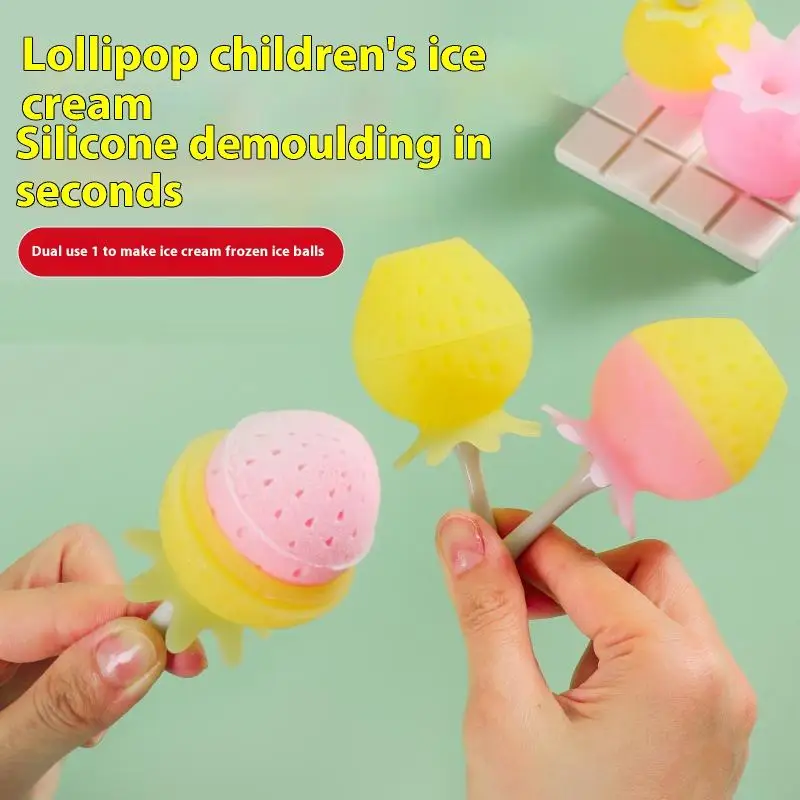 

Silicone Popsicle Mold DIY Ice Mold Mini Lollipop Ice Cream Maker Mold Strawberry Mold Popsicle Makers for Egg Bites