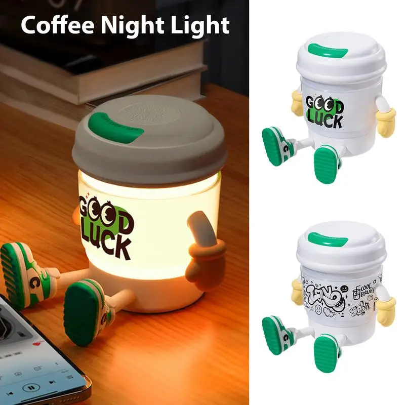 Lampu malam LED imut dapat diredupkan, lampu malam cangkir kopi USB dapat diisi ulang untuk ruang menyusui