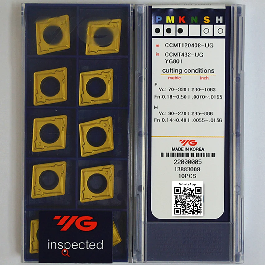 

CCMT120408-UG YG801/CCMT120404-UG YG3020/CCMT120408-UG YG3020/CCMT120408-UG YG3030 Original YG Carbide Inserts CNC Turning Tools