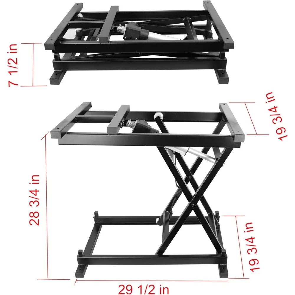 30'' Electric Manual Control Dining Table Coffee Table Lift,Black,110V-240V,Working Platform Computer Desk Electronic Scissor Li