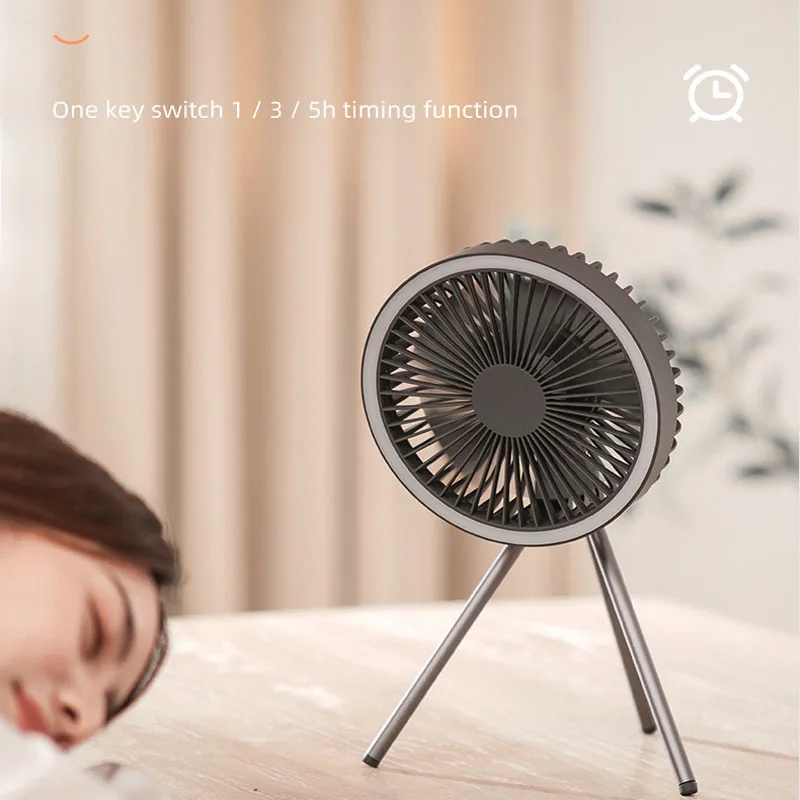 Summer Outdoor Camping Fan Portable Tent Ceiling Fan Light Usb Rechargeable Hanging Upright Camping Tripod Household Outdoor Fan