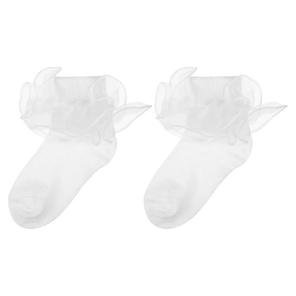 

1Pair Girls Cotton Socks Lace Ruffle Trim Thin Breathable Delicate Frilly Dress Socks 6-8 Years Ruffle Sock Girls Lace Sock
