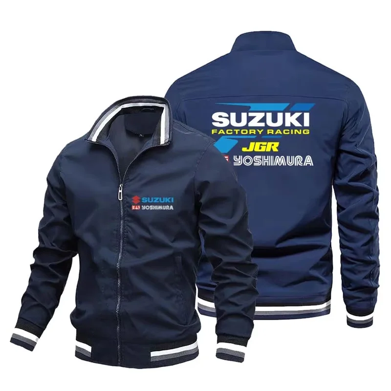 Suzuki logo motorcycle racing team competition men's zipper jacket sports men's jacket spring and autumn sports men's jacket