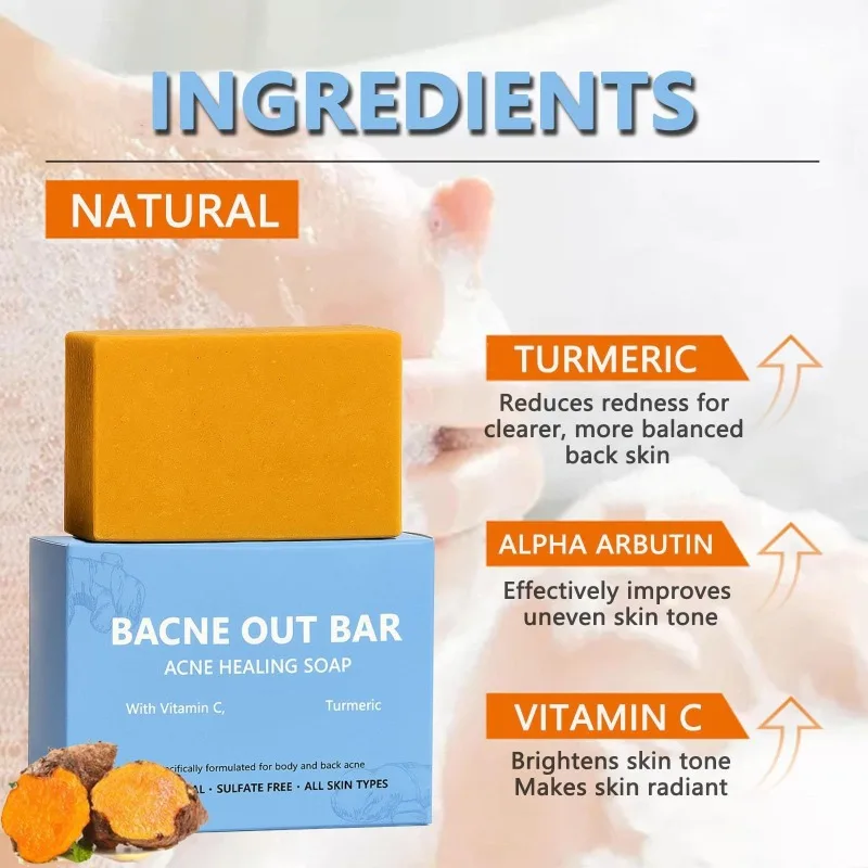 

Turmeric Cleansing Soap Exfoliating Brightening Even Skin Tone Bath Soap Removes Dirt Acne Reduce Dryness Moisturizing Body Care