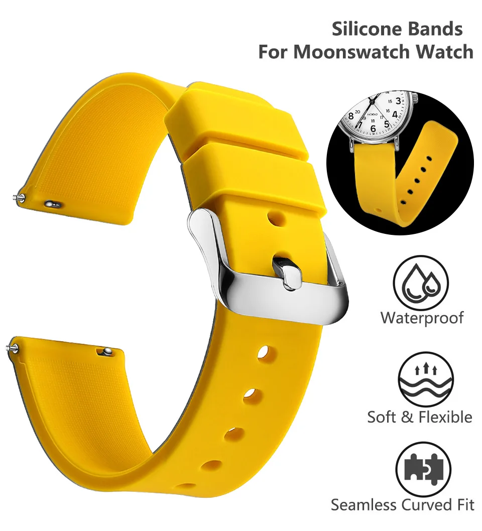 Siliconen horlogebanden 14/16/18/19/20/21/22/24 mm Zachte rubberen horlogebanden met snelle ontgrendeling Samsung Galaxy, Garmin Huawei horlogebanden