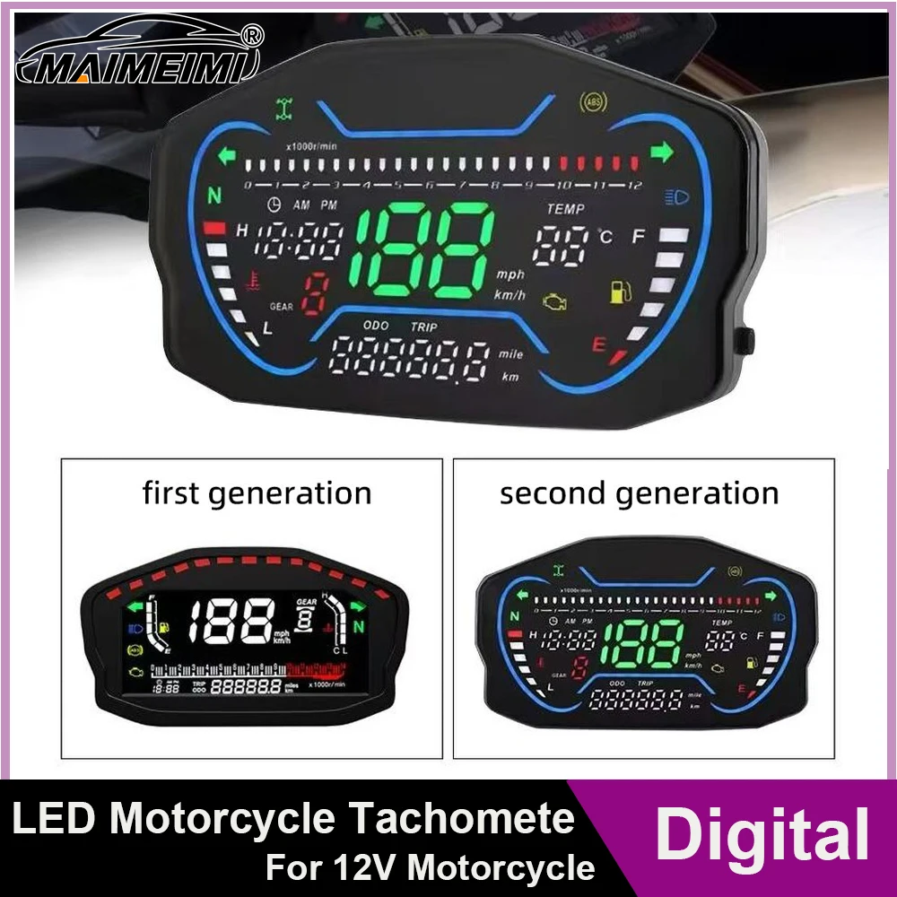 Universal con luz de señal LED indicador de retroiluminación para 2/4 cilindros Digital Dash RPM tacómetro 12V odómetro calibre actualizado