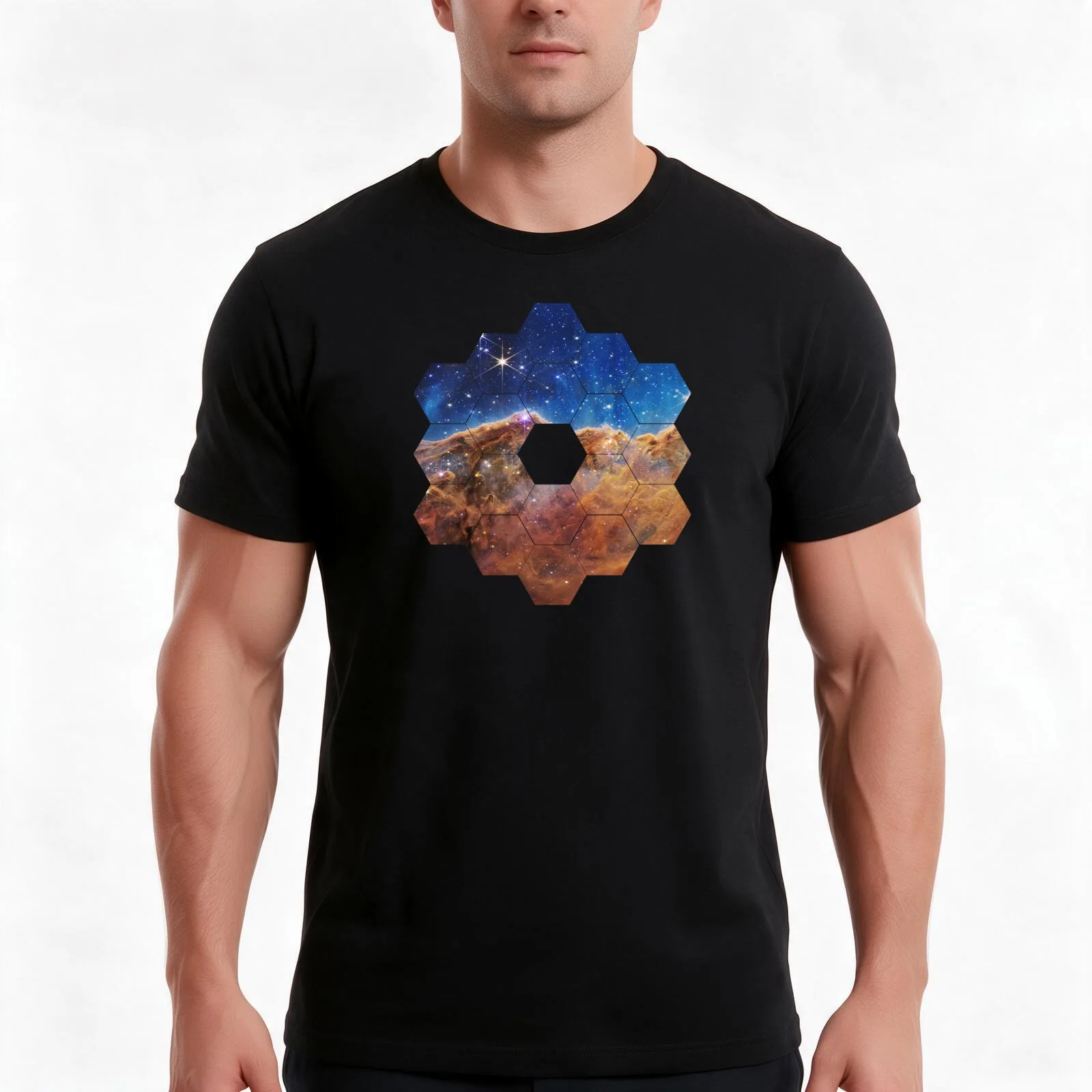 Cosmic Cliffs, Carina Nebula, NGC 3324 (James Webb/JWST) — space poster T-Shirt, Summer Casual Cotton Tee, Vintage Graphic Print