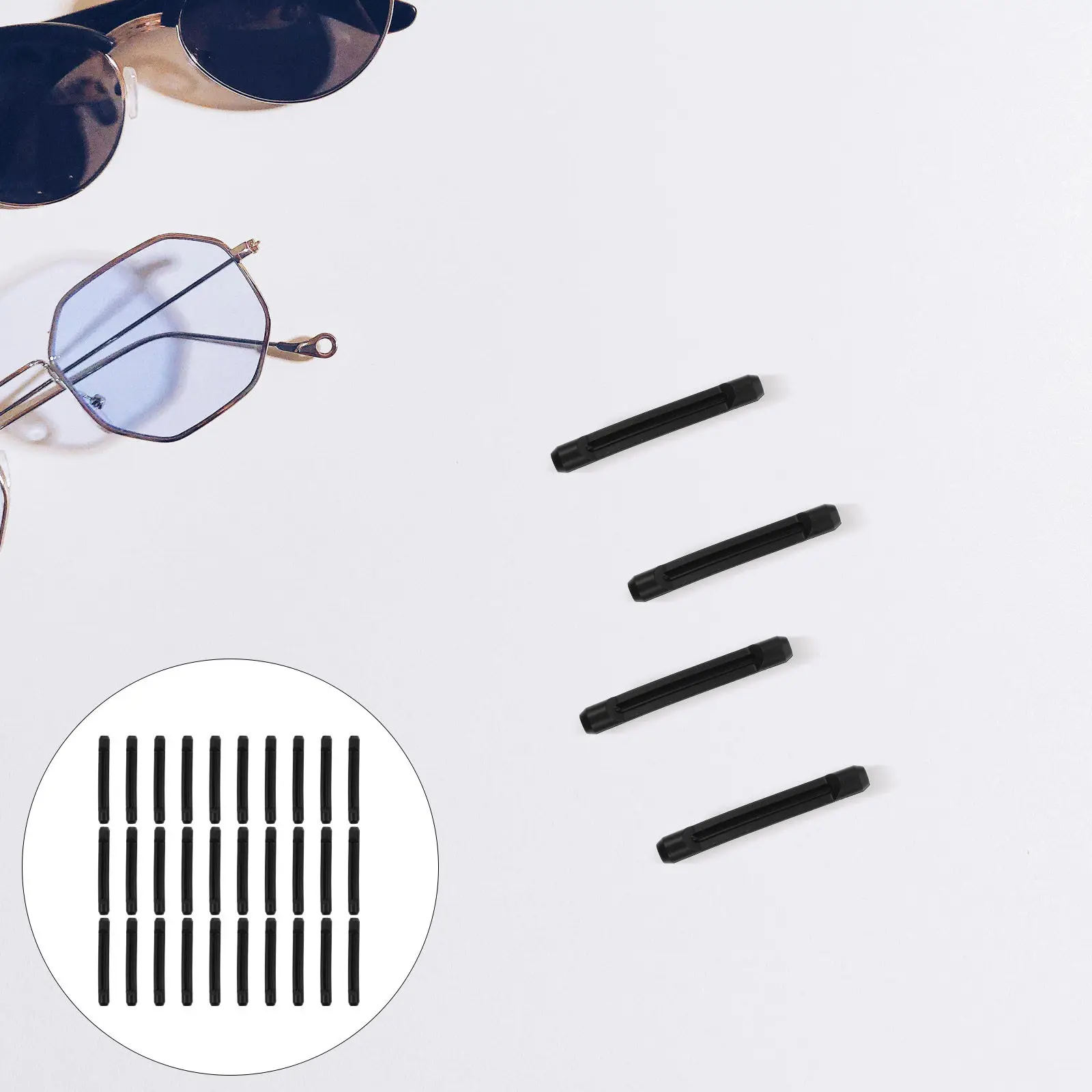 

40 Pairs Eyeglass Ear Cushions Silicone Black Soft Comfortable Anti Slip Temple Tips for Glasses Sunglasses Spectacles