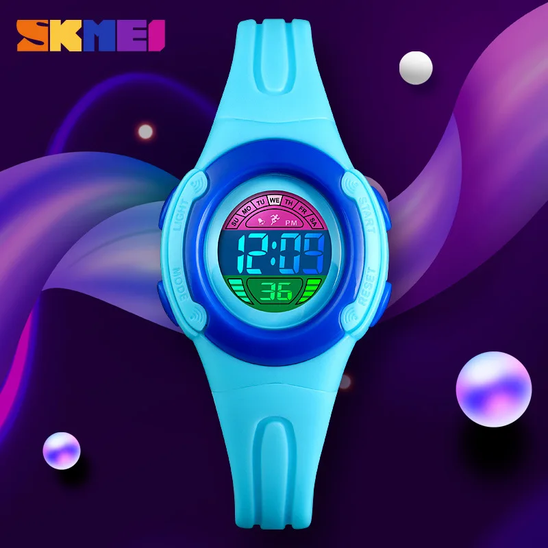 Skmei Simple and Compact Sports Colorful LED Light Multifunctional Children\'s Watch Christmas Gift Sports Electronic Watch