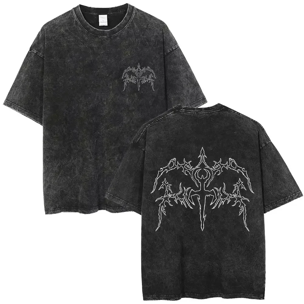 Customization Washed Rapper Yeat Horror Skeleton Graphic T Shirt LYFESTYLE Vintage Black T-shirts 2093 T-shirt Men Hip Hop Overs