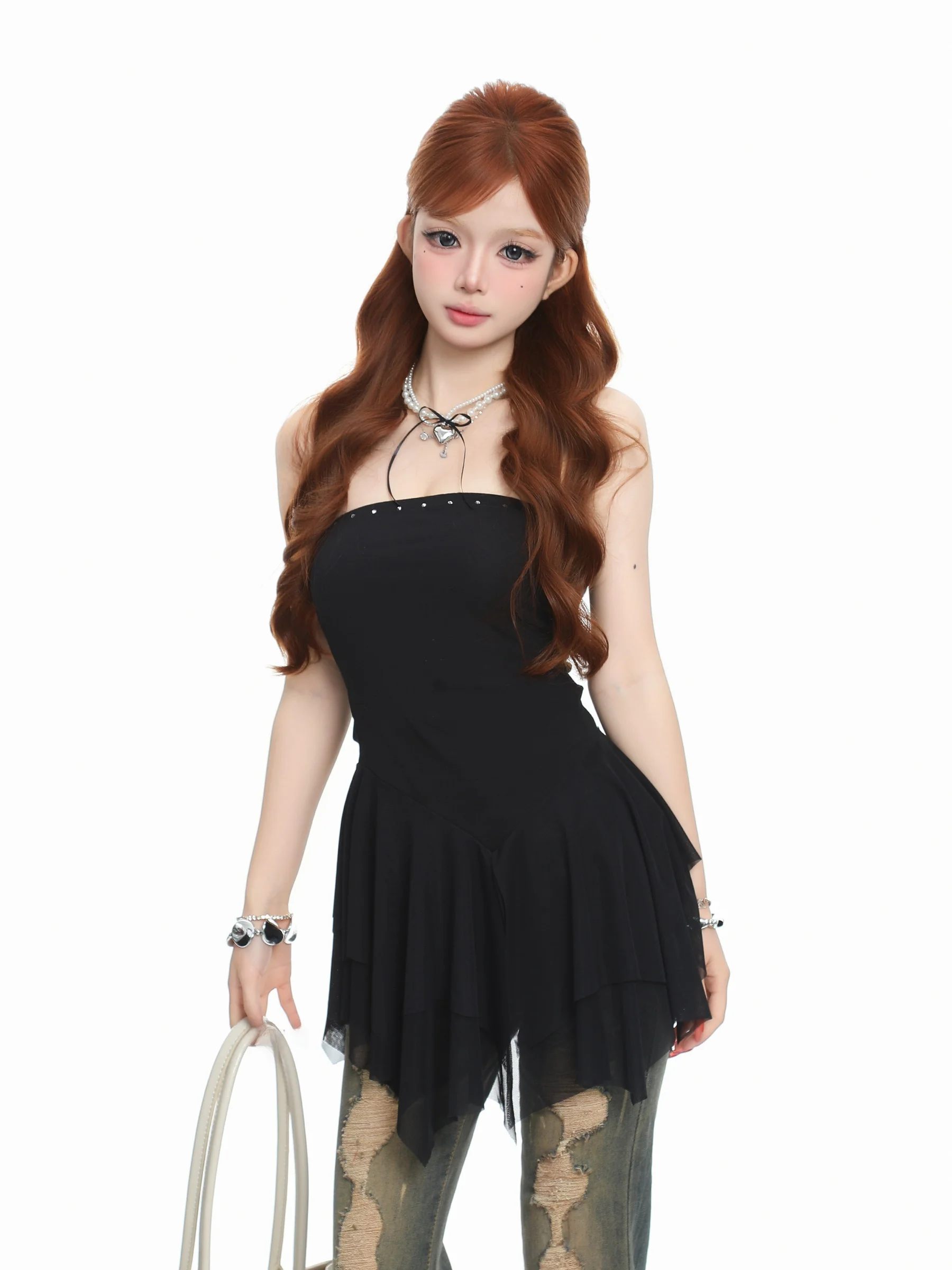 BASTERDS Sexy Lace Short Dress with Drill Pure Desire Style Women's Vest Top Cotton Blend Summer Fashion Trend Bodycon Dress