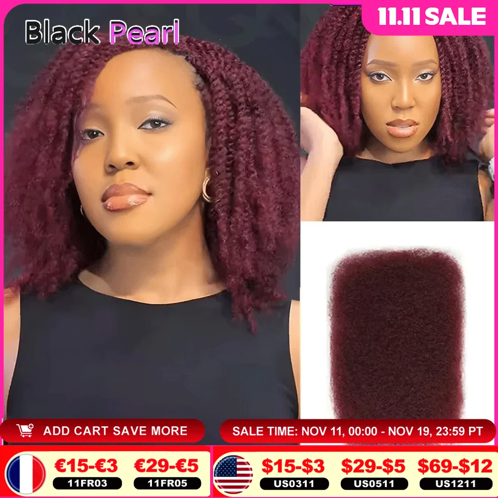 

Афро-кудрявые человеческие волосы для плетения мини-твиста # 27 99J # 4-х человеческих волос Afro Kinkys для ремонта наращивания дредов