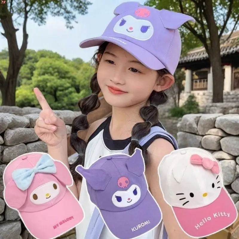 

Sanrio Hello Kitty Hat Бейсболка Красивый Новый Стиль Шляпа от Солнца Модная Универсальная Бейсболка Для Девочек Высокое Качество Подарочный Солнцезащитный Крем