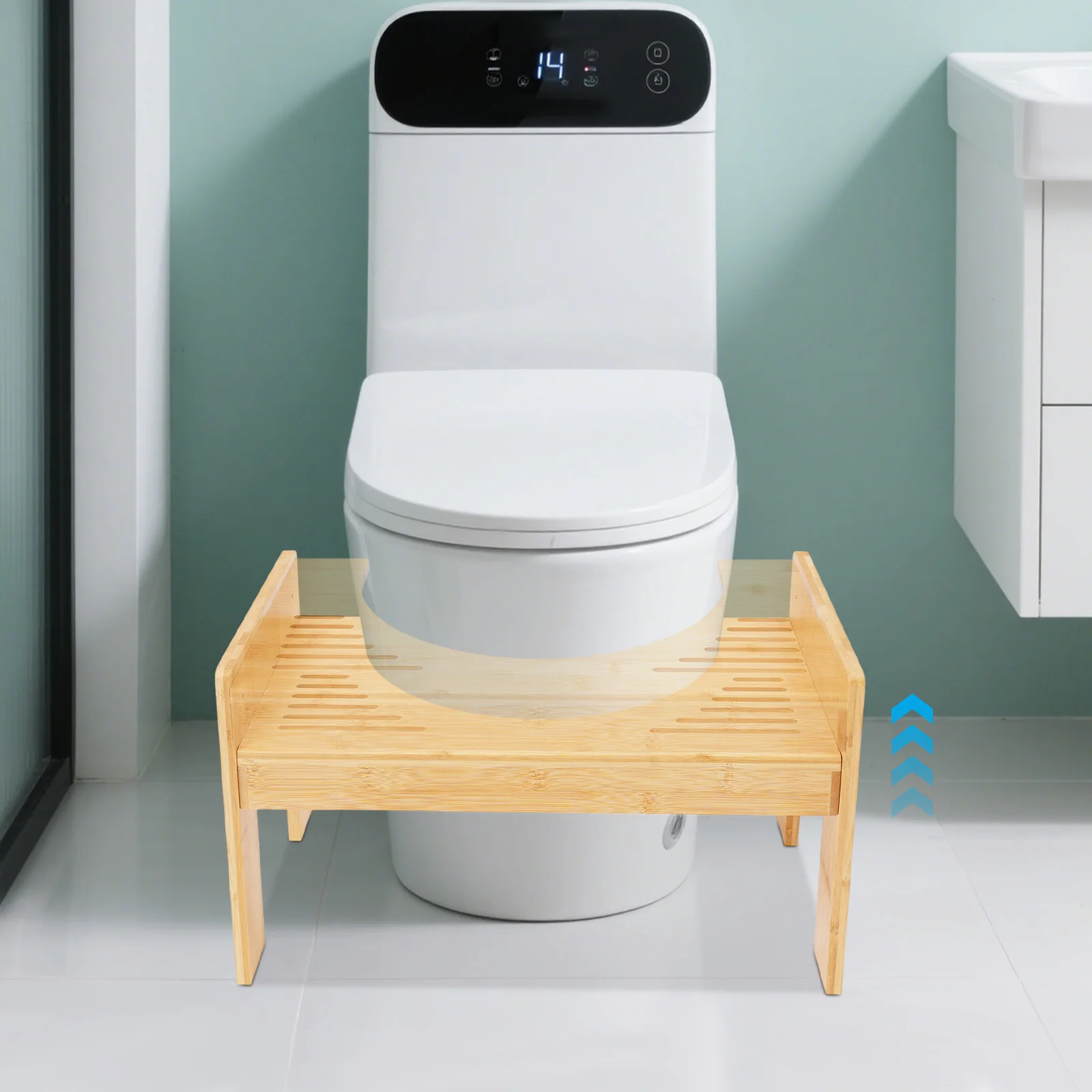 Sgabello per WC regolabile in bambù, sedile per cacca antiscivolo impermeabile da bagno, supporto per toilette incinta, panca per tozzi per anziani