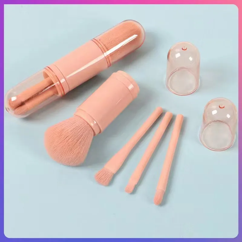 KOSMETYKI 4 in 1Travel Portable Makeup Brushes Set Mini Eye Brush Powder Blush Brushes Tools Kit