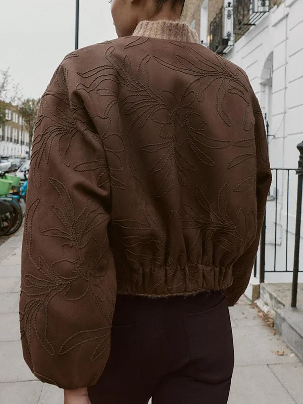 Ele brodé Fce Pilot Jaet vêtements d'extérieur pour femmes 2025 automne Collection qualité tissu Sli Fem manteau