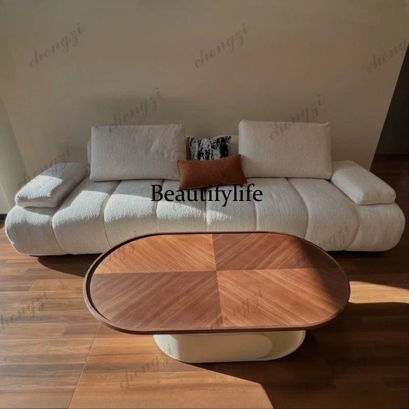 

L181 Modern simple chenille fabric sofa cream style Italian straight row living room sofas and seating 220 340cm couch home