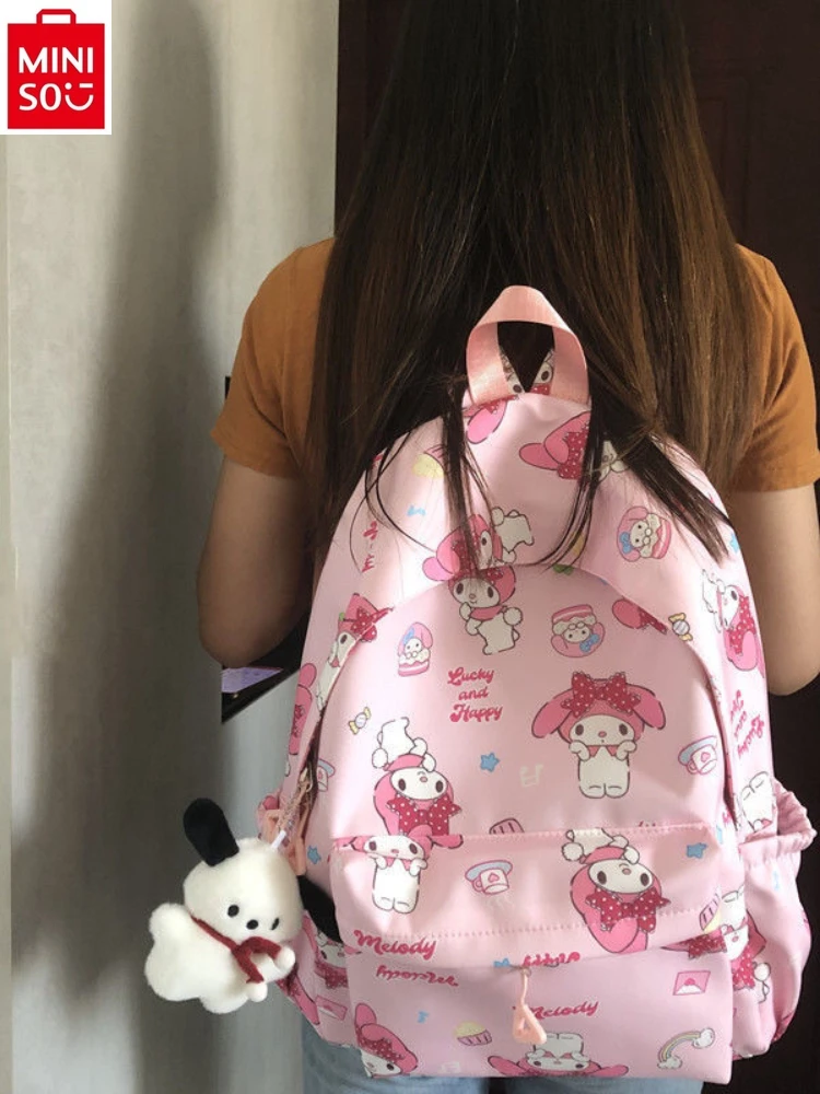 MINISO Sanrio Cartoon Melody Children's School Bag Small Fresh Campus Student Backpack Versatile  Backpack