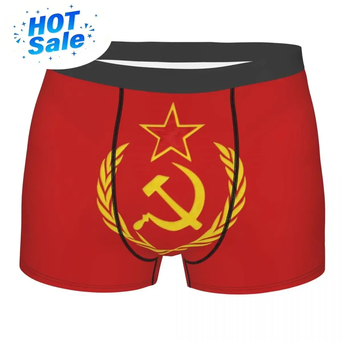 USSR Hammer And Sickle CCCP Russian Soviet Flag Underwear Men Sexy Print Custom Boxer Shorts Panties Briefs Soft Underpants