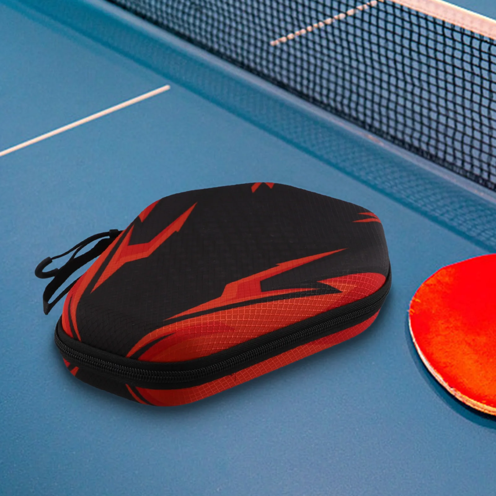 Table Tennis Paddle Storage Bag with EVA Hard Shell Secure Elastic Band and Hand Strap Large Capacity for 2 Rackets and Balls