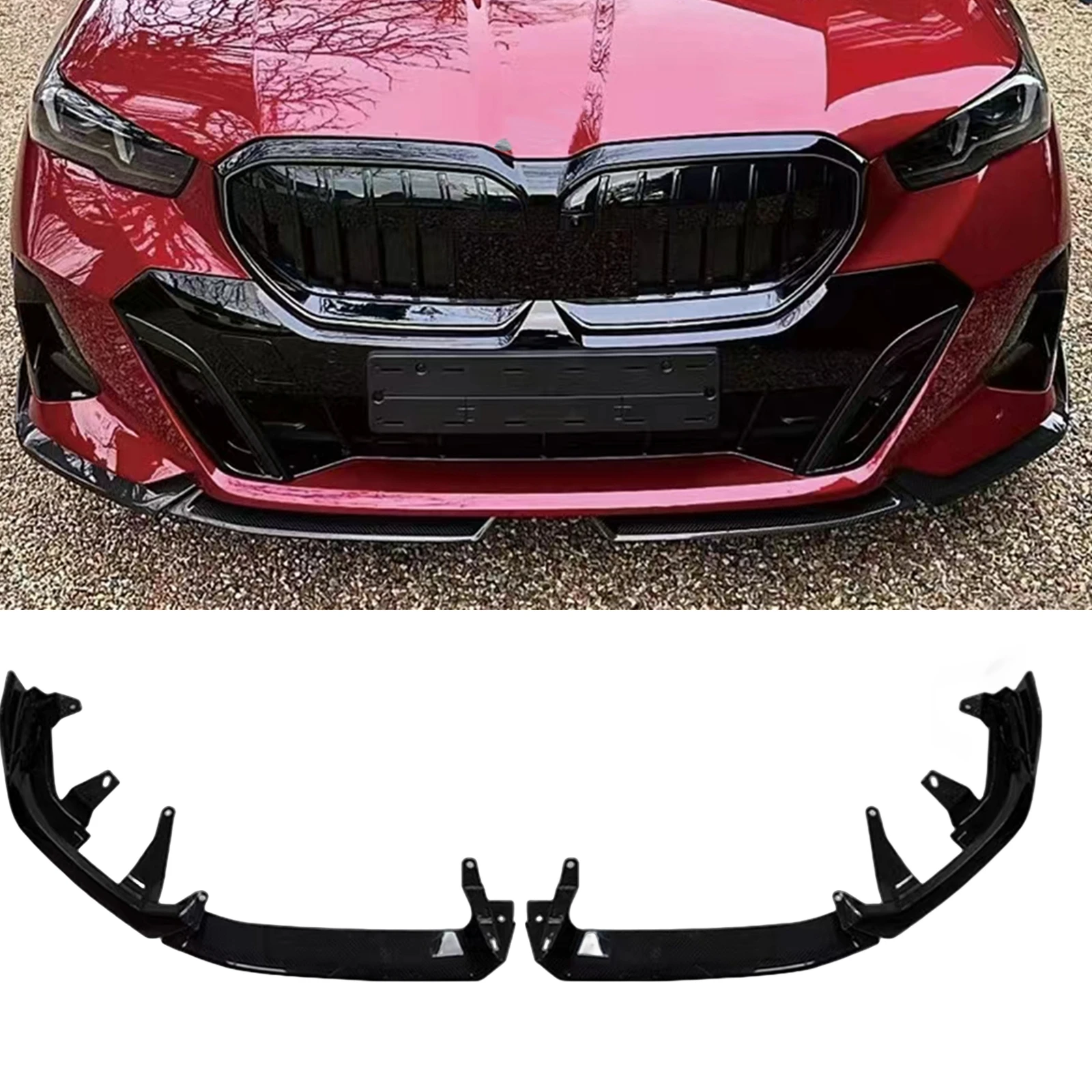 

For BMW 5 Series I5 G60 2024 Front Bumper Spoiler Lip Gloss Black Car Lower Splitter Body Protector Kit Guard Plate