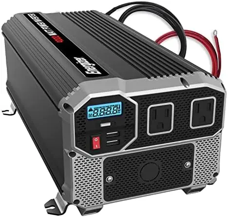 4000 Watts Power Inverter Modified Sine Wave Car Inverter, 12V to 110 Volts, Two AC Outlets, Two USB Ports (2.4 Amp), Hardwire K