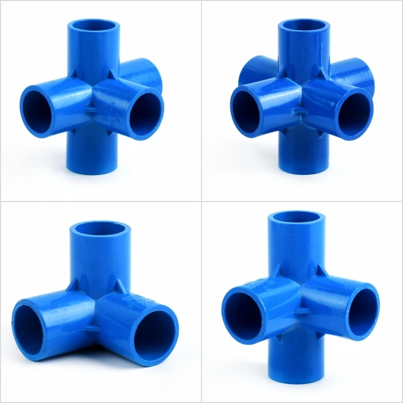 1PC 20/25/32/40/50mm Blue PVC Pipe Connector Straight Elbow Tee Water Pipe Adapter Garden irrigation 4 5 6 Ways Joint Ball Valve