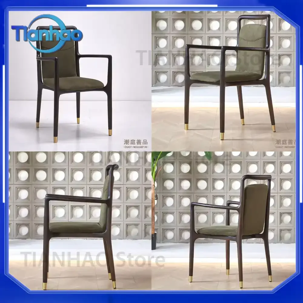 Solid Wood Chair for Iblachair Ash Wood Upholstered Backrest Dining Chair High Back Designer Style