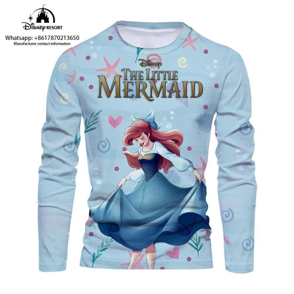 

Mermaid Princess Alice Cartoon 3D Comfortable Men's Long Sleeve T-shirt 2024 New Fashion Casual Men's Bottoming Shirt