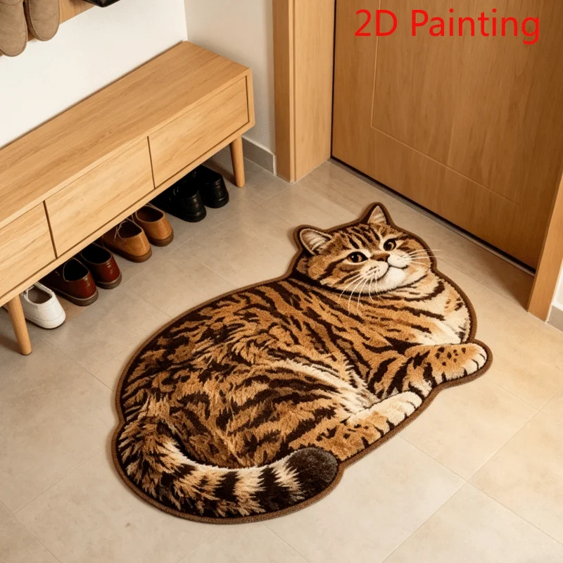 VIKAMA Cute Cat Carpet Cartoon Rug Cute Door Mat Soft Bedside Rug Carpet For Living Room Bedroom Bathroom Mat Kitchen Rug Home