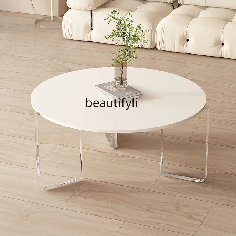 zq Round Tea Table Living Room Home Small Apartment Acrylic Suspension Transparent Italian Side Table