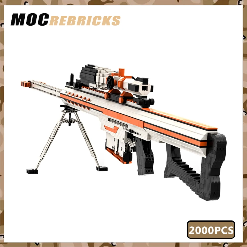 Firearms Series MOC Bricks M82A1 Bardot Gun Model Building Block With Stand Sight Set DIY Boy Education Toys Birthday Gifts