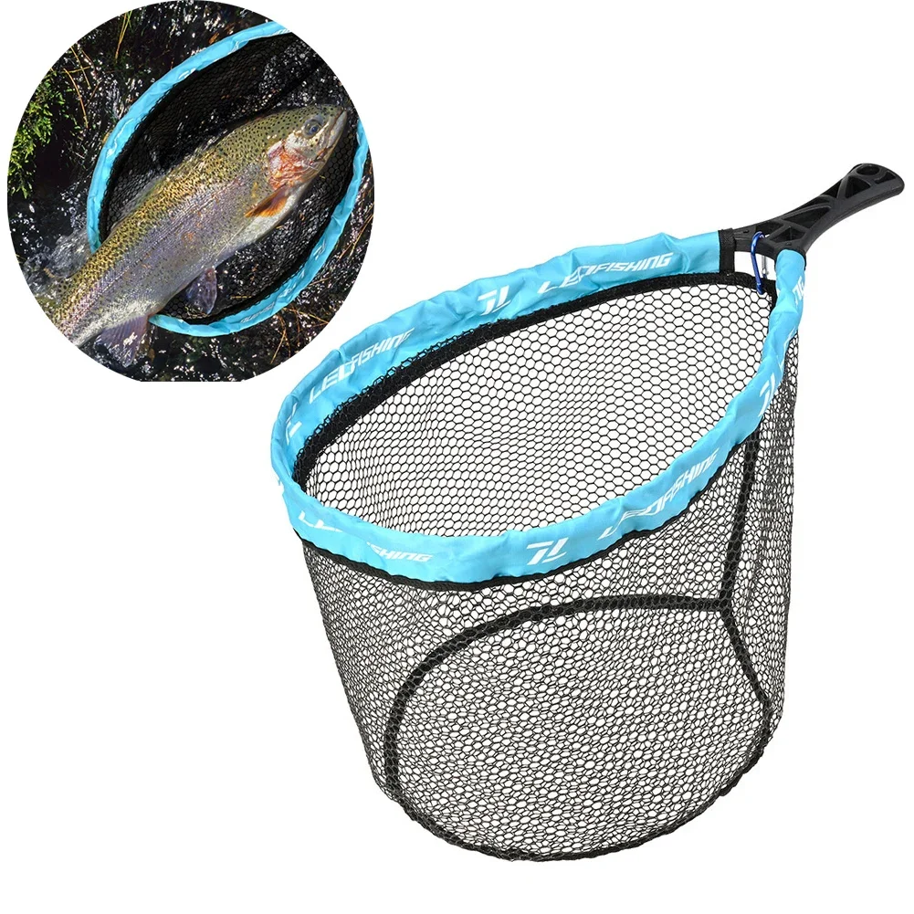 Red de pesca con mosca plegable y Flexible, liberación de captura, red de mano para trucha, cesta de agarre, almacenamiento de peces, aparejos de pesca
