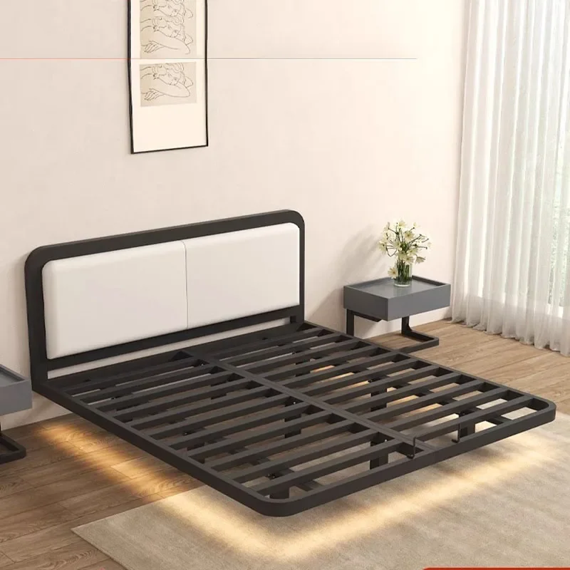 Floating Platform Bed Frame Modern Minimalist Headboardless Bed with Slats King Queen Size Bedroom Home Apartment Durable