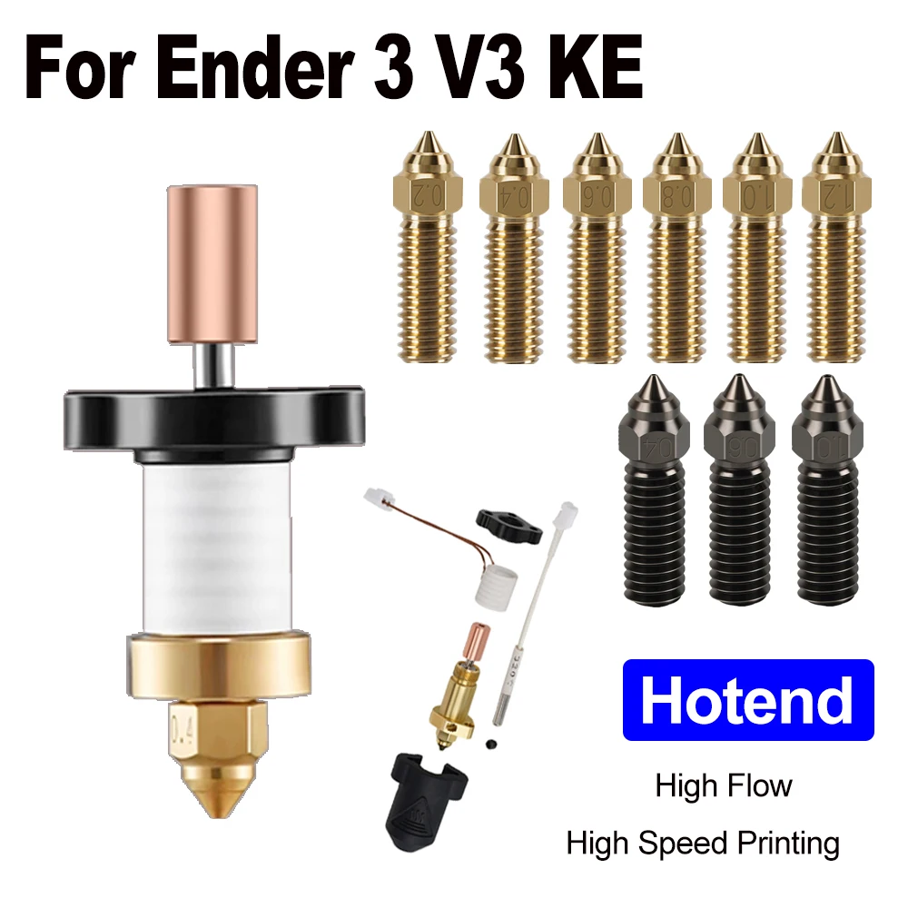 

For Ender 3 V3 KE Hotend Kit Ceramic Heater Bi-metal Throat 0.4mm Nozzle 300°C Hot End Accessories for Creality Ender 3 V3 KE