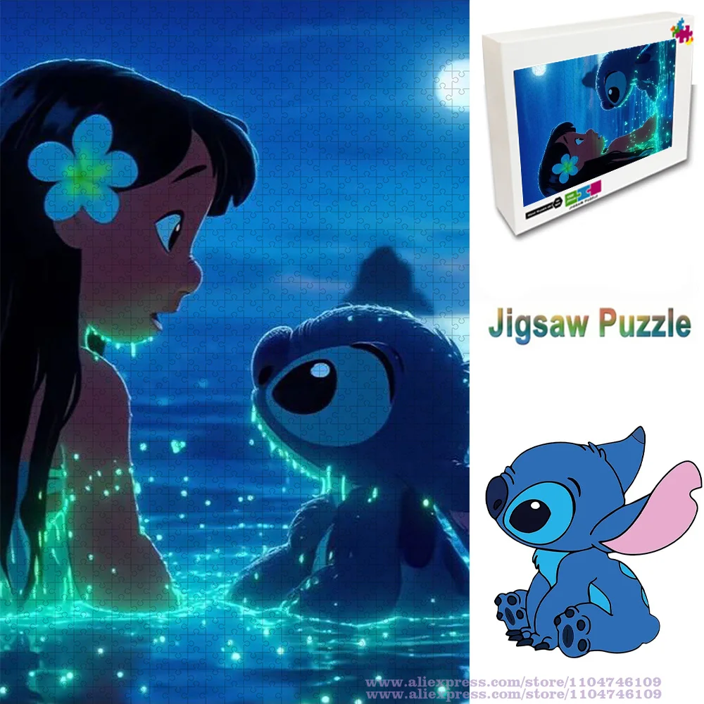 

Пазл Disney Anime Lilo & Stitch, 108/200/300/500/1000/1500 шт., интеллектуальные пазлы для детей и взрослых, украшение дома